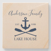 レイク航海のハウスいかりオアーズファミリーネイビーブルー ストーンコースター (正面)
