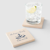 レイク航海のハウスいかりオアーズファミリーネイビーブルー ストーンコースター (横)