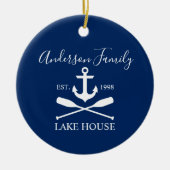 レイク航海のハウスいかりオアーズファミリーネイビーブルー セラミックオーナメント (正面)
