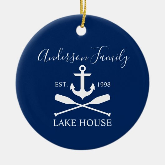 レイク航海のハウスいかりオアーズファミリーネイビーブルー セラミックオーナメント (正面)