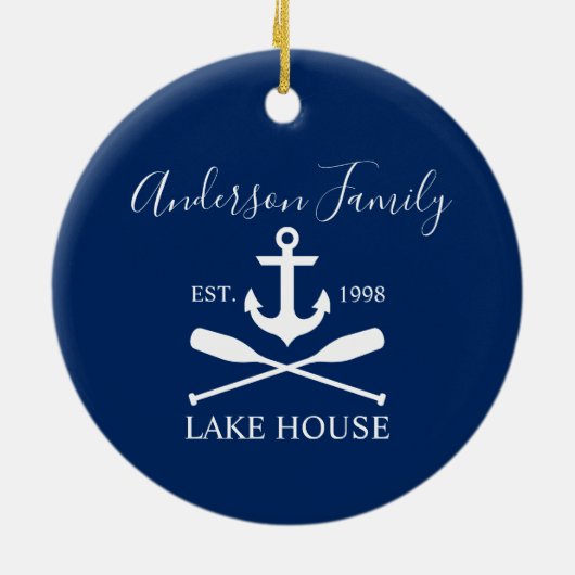 レイク航海のハウスいかりオアーズファミリーネイビーブルー セラミックオーナメント (裏面)