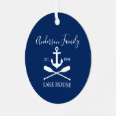 レイク航海のハウスいかりオアーズファミリーネイビーブルー メタルオーナメント (正面左)