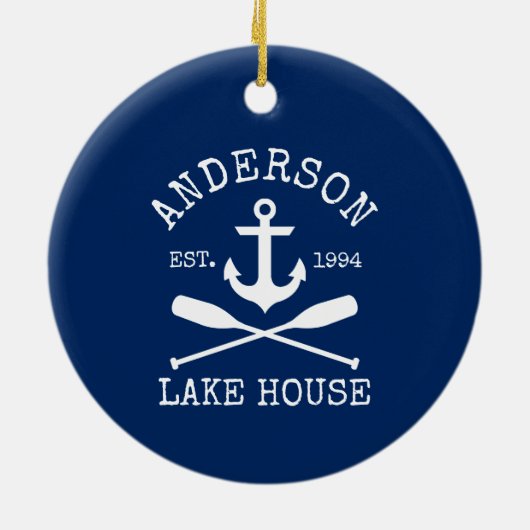 レイク航海のハウスいかりオアーズファミリーネームブルー セラミックオーナメント (裏面)