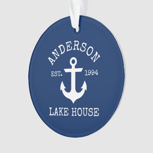 レイク航海のハウスいかりファミリーネームブルー オーナメント (正面)