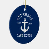 レイク航海のハウスいかりファミリーネームブルー セラミックオーナメント (右)