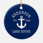 レイク航海のハウスいかりファミリーネームブルー セラミックオーナメント (裏面)