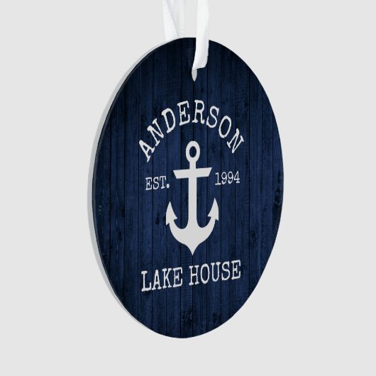 レイク航海のハウスいかりブルーウッドファミリー名 オーナメント (正面)