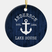レイク航海のハウスいかりブルーウッドファミリー名 セラミックオーナメント (正面)