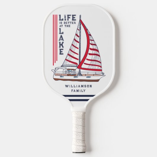 レイク航海のハウスファミリー名パーソナライズされた ピックルボールラケット (正面)