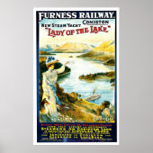 レイク蒸気船ヴィンテージ旅行広告の女性 ポスター (正面)