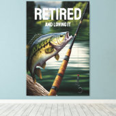 レイク退職したライフベース魚釣りリタイアキャビン キャンバスプリント (インサイチュ (ウッドフロア))