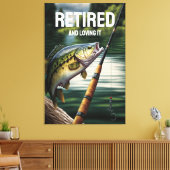 レイク退職したライフベース魚釣りリタイアキャビン キャンバスプリント (インサイチュ (リビング))