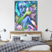 レイク顔キャンバスプリントキュービズムスタイル絵画- s キャンバスプリント (インサイチュ (寝室))