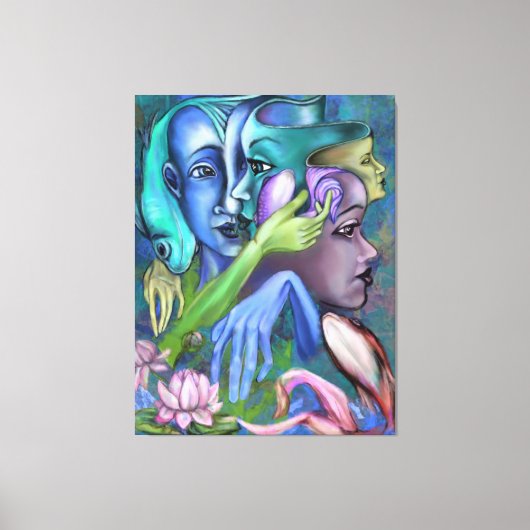 レイク顔キャンバスプリントキュービズムスタイル絵画- s キャンバスプリント (正面)