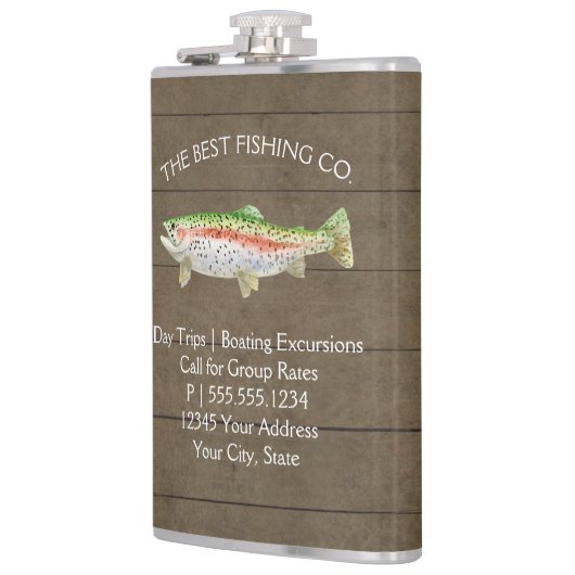 レイク魚釣りビジネスレインボートラウト素朴ウッド フラスク (左)