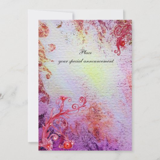 レイク1の乙女、生き生きとした明るい青ピンク 招待状 (裏面)