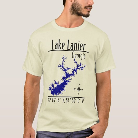 レイク・ラニア・ジョージア州地図座標 Tシャツ (正面)
