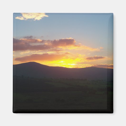 レイケランの群れの上の夕日 マグネット (正面)