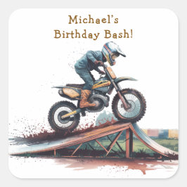 レイサーを改造：バイク誕生日Bash スクエアシール