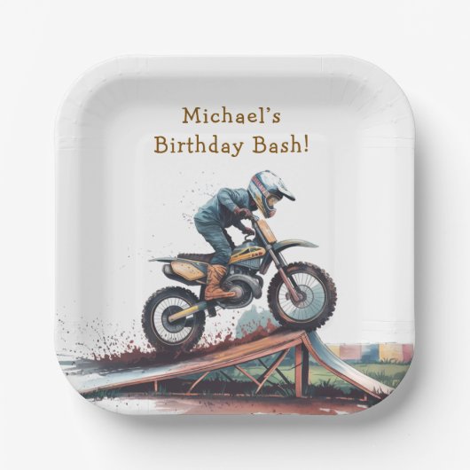 レイサーを改造：バイク誕生日Bash ペーパープレート (正面)