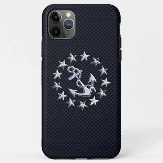 レイシーカーボンファイバー航海のクロムヨットフラグプリント Case-Mate iPhoneケース (裏面)