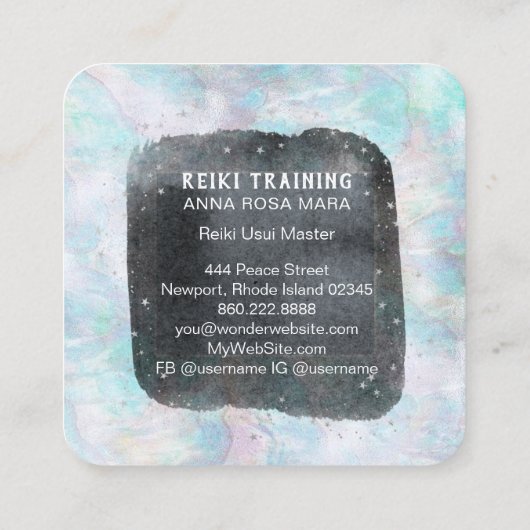 *~*レイシーホワイトマンダラブルーピンクイエローパステル スクエア名刺 (裏面)