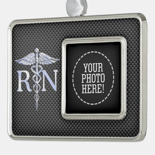 レイシーレジスタードナースRNシルバーカドゥセスヘビ シルバープレートフレームオーナメント (左)