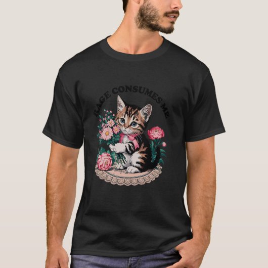 レイジが猫の花かわいい子ネコミーム Tシャツ (正面)