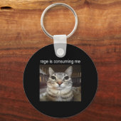 レイジが猫の間抜けミームを見て キーホルダー (正面)