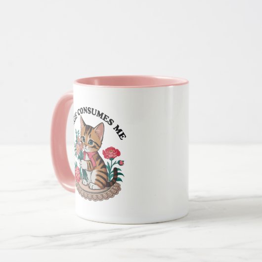 レイジは私を消費する,猫花,かわいい子猫ミーム マグカップ (正面左)