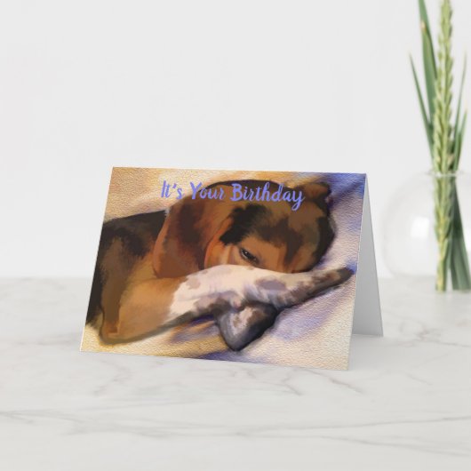 レイジーおもしろいビーグル誕生日カード カード (正面)