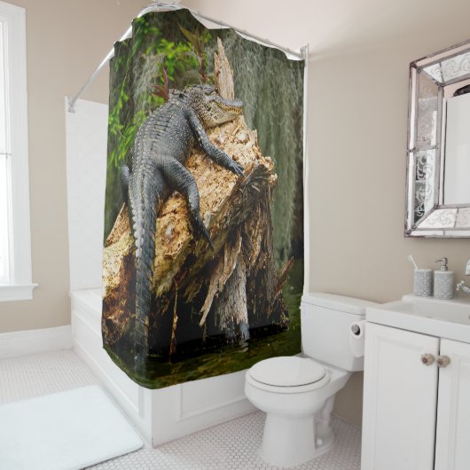 レイジーアリゲーターシャワーカーテンバイドゥグリー シャワーカーテン (インサイチュ)