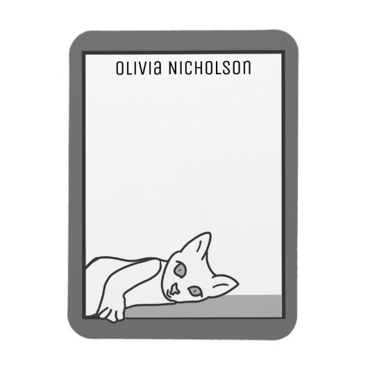 レイジーキットンアートパーソナライズされたノベルティ猫 マグネット (縦)