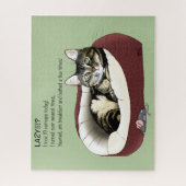 レイジーキャットベッドグリーンおもしろい ジグソーパズル (縦)