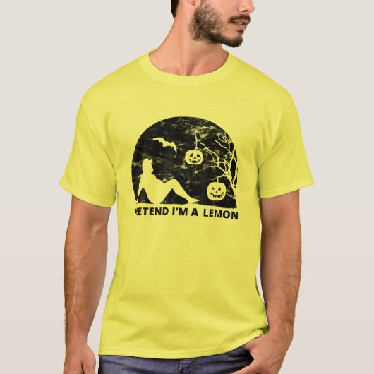 レイジーハロウィーンのコスチューム私はレモンのふりをする Tシャツ (正面)