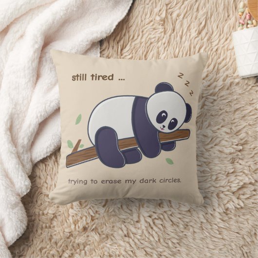 レイジーパンダ引用文 – まだ疲れて&ダーク円 クッション (ブランケット)