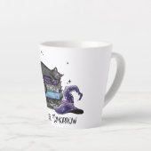 レイジーブラックキャットハロウィーンキャット Bookwormの場合| カフェラテマグ (右アングル)