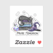 レイジーブラックキャットハロウィーンキャット Bookwormの場合| シール (シート)