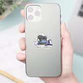 レイジーブラックキャットハロウィーンキャット Bookwormの場合| シール (スマートフォン)