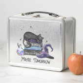 レイジーブラックキャットハロウィーンキャット Bookwormの場合| メタルランチボックス (インサイチュ)