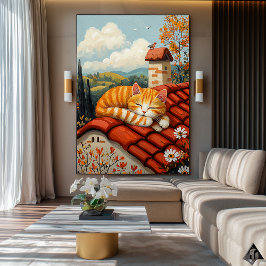 レイジールーフトップキャットナイフコージーカントリーサイドアート ポスター