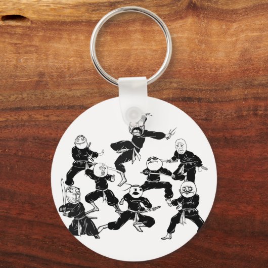 レイジ漫画ミーム顔忍者集団キーチェーン キーホルダー (正面)