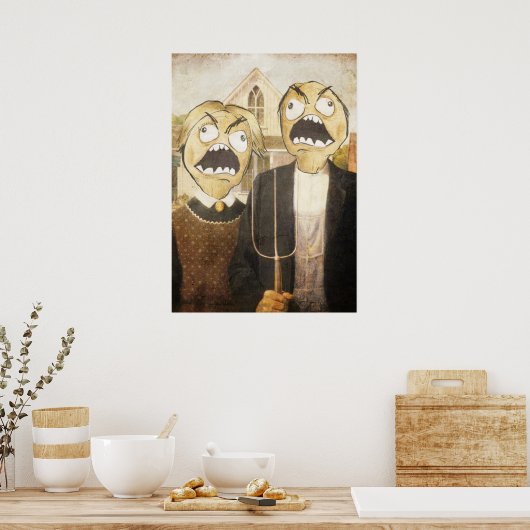 レイジ顔ミーム顔漫画クラシー絵画ズ ポスター (キッチン)