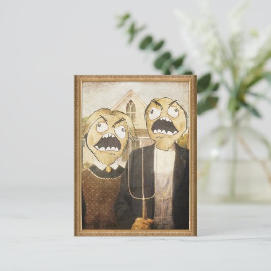 レイジ顔ミーム顔漫画ク絵画ラシーズ ポストカード (スタンド正面)