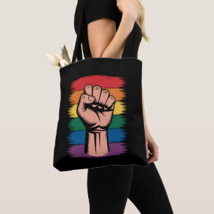 レイズド・フィスト プライド レインボー LGBTQ 支援 権利 トートバッグ