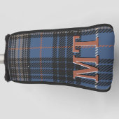 レイター秋オンザレイクブルーとブラックプレイド ゴルフヘッドカバー (正面)