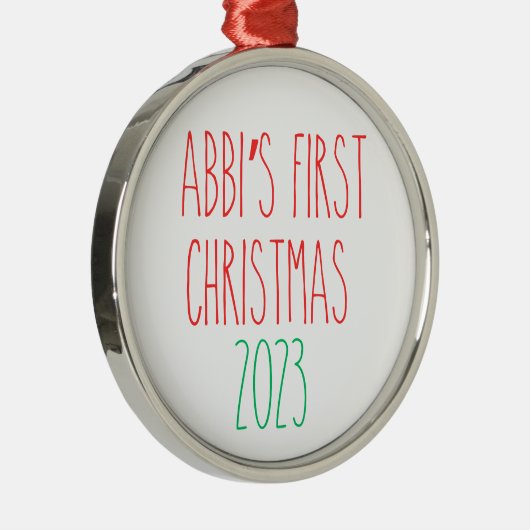 レイダンインスパイア名前をカスタムする初めてのクリスマス メタルオーナメント (右)