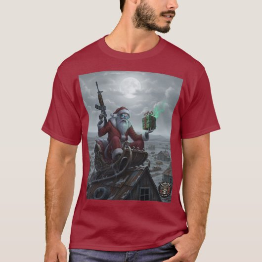 レイダーの荒廃地帯スケルトンサンタシャツ Tシャツ (正面)
