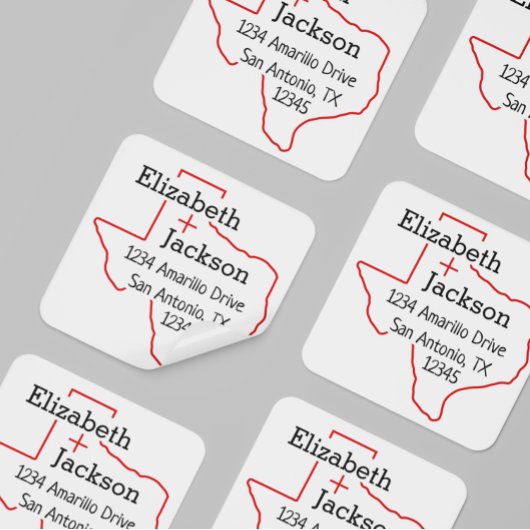 レイダーレッドテキサス州シルエットカップル住所 シール