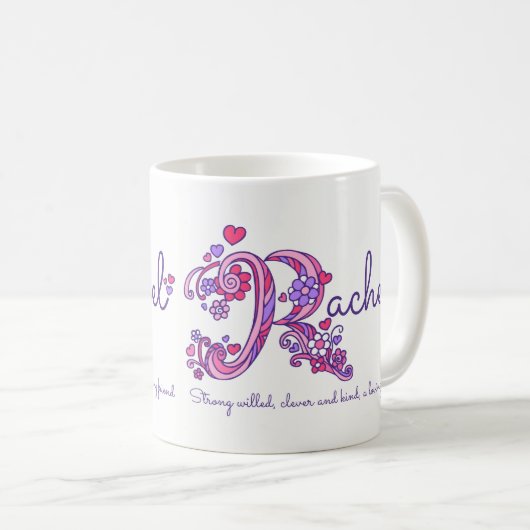 レイチェルの手紙Rの一流の意味落書きの芸術のマグ コーヒーマグカップ (正面右)